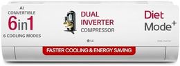 LG 1.5 Ton 5 Star DUAL Inverter Split AC (Copper, AI Convertible 6-in-1, VIRAAT Mode, Faster Cooling & Energy Saving, 4 Way Swing, HD Filter with Anti-Virus Protection, US-Q19YNZE, White)