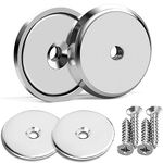 DIYMAG Neodymium Round Base Cup Magnet,100LBS Strong Rare Earth Magnets with Heavy Duty Countersunk Hole,Stainless Screws,Iron Sheet for Refrigerator Magnets,Office,etc-Dia 1.26 inch-Pack of 2