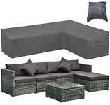 Patio Furniture Sectional Couch Sofa Cover Skyour Gray Weatherproof Heavy Duty 420D Oxford Outdoor L Shaped Sectional Garden Rattan Corner Sofa Furniture Protector Covers (Left Side Long: 112x87in)