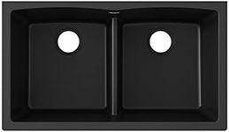 ELKAY RESIDENTIAL ELGDULB3322BK0 Granite 33" x 19" x 10" Double Bowl Undermount Kitchen Sink, Black