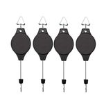 4 Pack Plant Hook Pulley, Retractable Plant Hanger Easy Reach Hanging Flower Basket for Garden Baskets Pots and Birds Feeder Hang High up and Pull Down to Water Or Feed (4) (Black, 4)