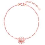GIVA 925 Silver Rose Gold Lotus Bracelet, Adjustable | Gifts for Women and Girls | With Certificate of Authenticity and 925 Stamp | 6 Months Warranty*