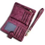 AOXONEL Women's Small Bifold Leather Wallet RFID Blocking Ladies Wristlet with Card Holder id Window Coin Purse (Purple)