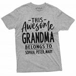 Womens Customizable Grandma Mom T-Shirt This Nana Mother Belongs Your Names Custom Tee, Grandma - Grey, 3X-Large