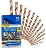S&R Forets à Métaux HSS Cobalt 1-6,5 mm, angle 135 °. Set 13 Forets Acier Cobalt HSS DIN 338 Coffret métal. Qualité Industrielle