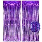 Purple Tinsel Curtain Party Backdrop - GREATRIL Foil Fringe Photo Booth Streamers Backdrop for Hocu Pocu Wednesday Addams Mermaid Birthday Euphoria Graduation Themed Party Decorations - Pack of 2