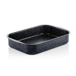 Westinghouse Roasting Tin, Casserole Dish 35 Centimeters with Black Marble Finish, Baking Trays for Oven Non-Stick Dishwasher Safe, Roasting Tray