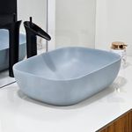 Reyal Modern Color Table Top Wash Basin (13" x 18" x 5") Countertop Vessel Sink | Bathroom Sink Wash Basin over counter (MATTE GREY)