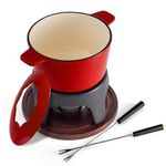 Swissmar F66705 Sierra Fondue Set 11-Piece, Cast Iron/Stainless Steel, Cherry Red, 1.6L, Multi-Purpose Fondue Set for Meat, Cheese and Chocolate, Gift Boxed
