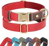 Didog Soft Padded Leather Dog Collars for Small Dogs, Classic Heavy Duty Dog Collar with Quick Release Metal Buckle, Adjustable Small Dog Collar Leather,Red,S