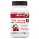 Renew Actives Tart Cherry Extra 10000mg per Serving (2 Capsules) - 10:1 Powerful Antioxidant to Fight Free Radicals - Supports Digestion & Overall Wellness - Easy to Swallow - 60 Capsules - Made in Canada