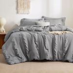 Bedsure Full Size Comforter Sets - Bed in a Bag Full 7 Piece Stripes Seersucker Bedding Set, Soft Lightweight Down Alternative Comforter Full Bed Set(Grey,Full 82 x 86 inch)