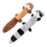 JOYELF Plush Squeaky Dog Toys,No Stuffing Dog Toys for Medium Dogs and Large Dogs, Interactive Dog Toys with Squeaky and Crinkle Paper- Fox and Raccoon