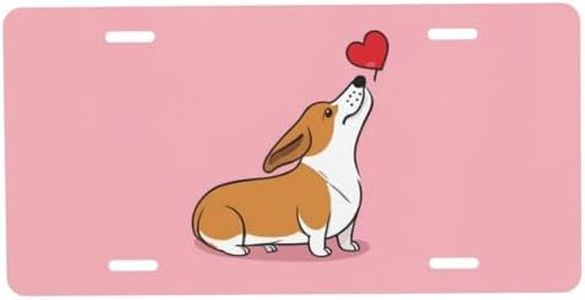 FeHuew Cute Howl Heart Corgi License Plate Front Car Decorative Novelty Auto Plate Car Tag Vanity Gift Metal Aluminum Plate for Women/Man 12x6 inch Wall Decor