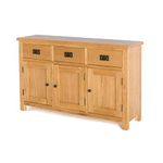 Surrey Oak Large Sideboard Cabinet for Living Room | Roseland Furniture Traditional Rustic Waxed Solid Wood 3 Drawer 3 Door Storage Unit for Hallway or Dining Room | Fully Assembled