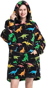Wearable Blanket Hoodie Oversized Hooded Blanket for Adult Women Super Soft Comfortable Warm Flannel Multicolor Dinosaur