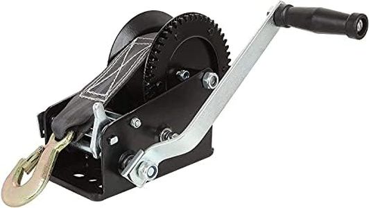 3000lbs Boat Trailer Winch Heavy Duty Hand Winch with Strap and Hook, Hand Crank Winch Boat Winches for Trailers (Black)