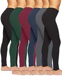 Felina | Velvety Soft Lightweight Leggings | Moisture Wicking | Yoga | 6 Pack (Black Hunter Green Wine Navy Charcoal, X-Large)