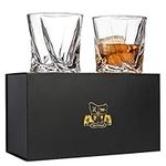 Twist Whisky Glasses Set of 2. Lead Free Ultra Clarity Glass Rocks Tumblers (300ml/10oz) by Van Daemon for Liquor, Bourbon or Scotch. Perfectly Gift Boxed.