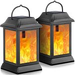 TomCare Solar Lights Metal Solar Lantern Flickering Flame Outdoor Hanging Lanterns Lighting Heavy Duty Waterproof Solar Powered LED Flame Umbrella Lights for Garden Patio Pathway Deck Yard, 2 Pack