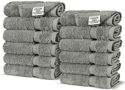 Luxury Hotel & Spa Towel 100% Genuine Turkish Cotton (Wash Cloth - Set of 12, Gray)