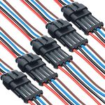 DONJON 4 Pin Way Car Auto Waterproof Electrical Connector,Automotive Wire Connectors,Terminal Plug Socket Set with 16 AWG Wire, Series Terminals for Motorcycle Scooter Auto Truck Marine(5 Sets)