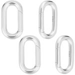 Beebeecraft 1 Box 2Pcs Spring Oval Ring 925 Sterling Silver Spring Gate Ring Keychain Ring Round Snap Clasps for Jewelry Making Accessories DIY