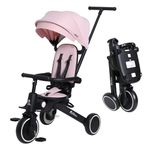 Xplor Kids Trike Foldable Compact Portable Tricycle Toddler With Parent Handles 8 in 1 Design Ages 10m - 5y | For Your Little One | (Xplor, Pink)
