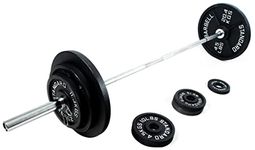 BalanceFrom Cast Iron Olympic Weight Including 7FT Olympic Barbell, 300-Pound Set, Multiple Packages, Black (2INSTD300+OB7S+CLIPS)