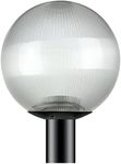 Sunlite 41321-SU 12" Decorative Outdoor Fixture, Medium (E26) Socket, Mounts on 3" Post (Not Included), UL Listed, Prismatic Clear Globe, Black Base