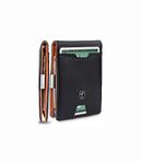 TRAVANDO Wallet Mens with Money Clip London RFID Blocking Slim - Credit Card Holder - Mini Bifold Wallet for Men with Gift Box (Black & Orange)