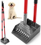 Ormalla Pooper Scooper for Dogs, Sturdy Stainless Steel Dog Poop Scooper for Large Medium Small Dogs, Detachable Metal Rake & Tray Set for Yard, Grass, Dirt or Gravel - Red