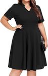 TICKER FASHION Women Plus Size Cocktail Skater Dress (PLS002_Black_3XL)