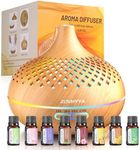 ZOVHYYA 500ML Aroma Diffuser Essential Oils with 8 Oils Aromatherapy Diffuser Low Noise with 4 Timers 14 Colors 2 Spray Patterns