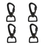 UFURMATE Swivel Clip, 4Pcs Zinc Alloy Leash Swivel Snap Hooks Locking Dog Leash Buckle Quick Release Buckles Anti-Rust Carabiner Clips for Dog Walking Camping Backpack (Black)