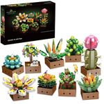 Flower Botanical Bonsai Building Set, Succulent Building Toys Block - 9 Pack, for Home Decor, Valentine's Day, Mother's Day, Christmas for Adults and Kids - 913pcs