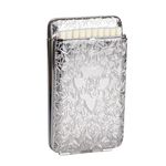 Cigarette Case Slim Size Cigarette case 20 pcs 100's Cigarette Box Retro Metal Portable Good for Men Women (Silver)