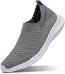 MATRIP Slip on Sneakers for Women Grey Walking Shoes Casual Light Comfort Ladies Tennis Nursing Athletic Shoes,Size 8.5