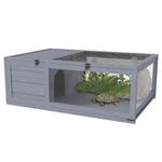 Pawhut Wood Tortoise Habitat, Tortoise House Indoor Outdoor, Reptile Cage for Lizards, Geckos, Hamster and Gerbil, 35.8" x 23.8" x 12.6", Grey