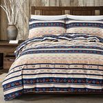 Home Beyond & HB design - 3-Piece Duvet Cover Set with Zipper Closure - Printed Navy Brown Reindeer Pattern for Christmas New Year Holiday Kids, 1 Duvet Cover + 2 Pillow Shams - Soft Brushed Microfiber - Queen