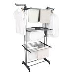 BARGAIN FACTORY Airer Clothes Drying Rack,4-Tier Grey Foldable Clothes Hanger Adjustable Large Stainless Steel Garment Laundry Racks for Indoor Outdoor with Foldable Wings