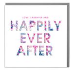 Love, Laughter & Happily Ever After - Wedding Day Card with Grey Envelope by Lola Design