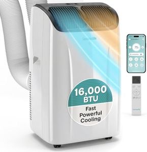 SereneLife 16,000 BTU Smart Inverter Portable Air Conditioner | Dual Hose Portable AC Unit with Heat, Dehumidifier & Fan | Wi-Fi Enabled Compact Standing Air Conditioner with Window Kit