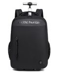 ah arctic hunter 4 Compartments Trolley Backpack 30L Multiple Pockets Business Trolley Bag with 2 Wheels Aluminum Rolling Laptop Bag Stylish Suitcase for Office & Travel Water Resistant,Black