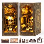 Book Nook Kit for Adult - THRIVINGIVAN DIY Miniature Model Build Dollhouse Kit 3D Wooden Puzzle with Sensor Led Light for Bookshelf Bookend Insert Decor Adults Teen Crafts