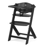 Kinderkraft Wooden Highchair 3 in 1 ENOCK, Multifunctional Baby Chair, Ajustable Heigh and Footrest, Safety Harness, with Detachable Tray, for Children up to 10 Years, Black