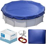 24 ft Round Pool Cover | Extra Thick & Durable Above-Ground Pool Cover | Sapphire Series of Premium Cold- and UV-Resistant Pool Cover | Above-Ground Pool Protection | by Yankee Pool Pillow