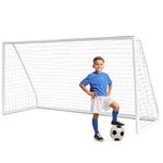 COSTWAY Football Goal, Weatherproof Soccer Goals with PVC Frame, High-Strength Netting, Quick Set-up Football Net for Kids Practice Training(12 ft x 6 ft)