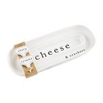 Mud Pie, White, Cheese Cracker Server Set, dish 5.5" x 15" | marker 2.5" x 2.5", 5 1/2" x 15" 2 1/2" x 2 1/2"