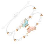 SANNIDHI® Friendship Bracelet for Girls and Women Butterfly Best Friend Bracelet For Couples Adjustable Matching Bracelets BFF Beads Bracelets Jewellery Birthday Gift For Girls, Kids, Sister - 2 Pcs